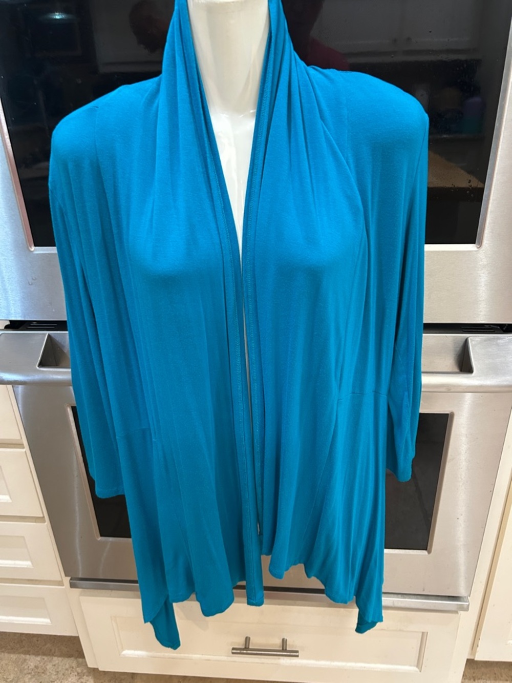 new directions Teal Open Front Draped Cardigan